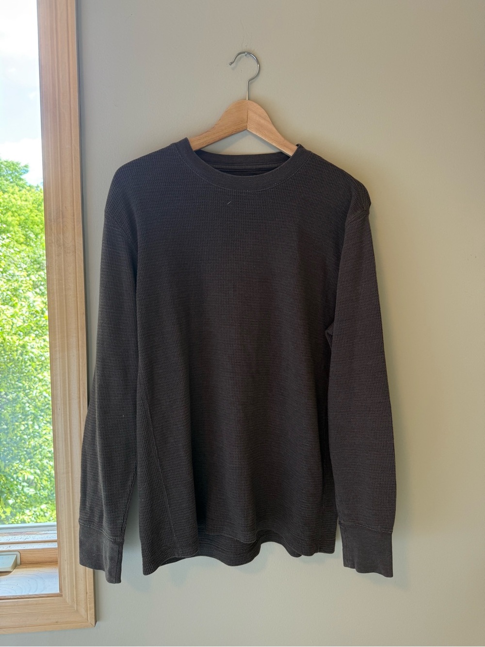 Brown Waffle Knit Long Sleeve Shirt